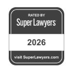 A badge displaying "Rated by Super Lawyers 2026" with the website "visit SuperLawyers.com" at the bottom.