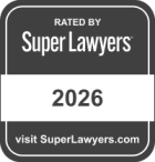 A black and white badge reads "Rated by Super Lawyers 2026. visit SuperLawyers.com.